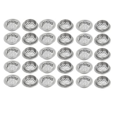 uxcell 35mm Bottom Dia Stainless Steel Round Mesh Hole Air Vents Louver 30pcs