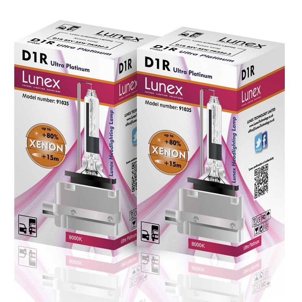 LUNEX D1R XENON 35W 85V PK32d-3 HID Headlight Car Bulbs 8000K duobox (2 units)