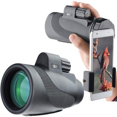 Gosky Titan 12X50 Monocular Telescope with Smartphone Holder - Waterproof Fog-Proof Shockproof Scope BAK-4 Prism FMC for Bird Watching Hunting Camping Traveling Wildlife Scenery