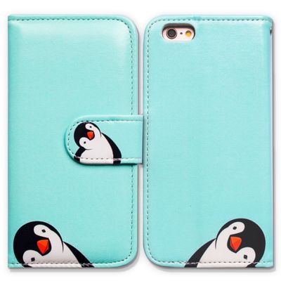 Bcov Case for iPod Touch 7/iPod Touch 6,Bcov Black White Penguin Wallet Flip Leather Cover Case with Credit Card ID Card Slot Holder Kickstand for iPod Touch 7/6/5
