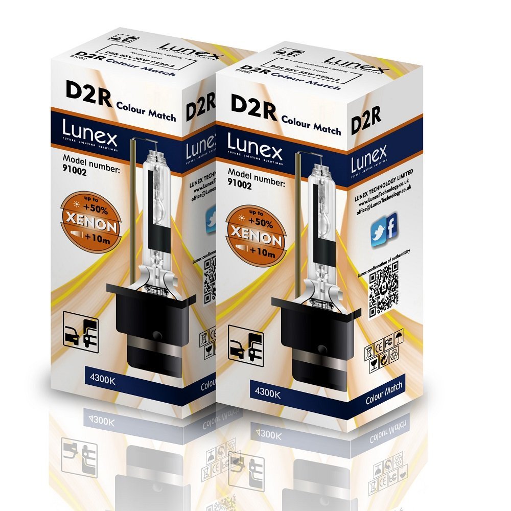 LUNEX D2R XENON 35W 85V P32d-3 HID Headlight Car Bulbs 4300K duobox (2 units)