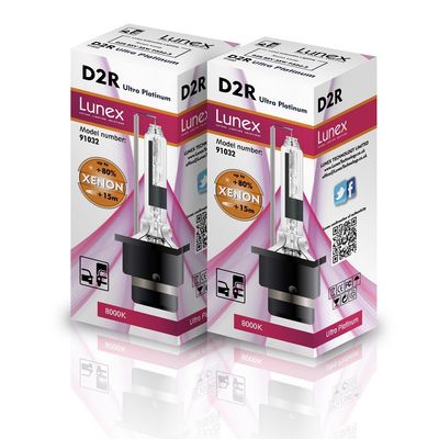LUNEX D2R XENON 35W 85V P32d-3 HID Headlight Car Bulbs 8000K duobox (2 units)