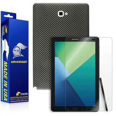 ArmorSuit MilitaryShield Black Carbon Fiber Skin Wrap Film + HD Clear Screen Protector for Samsung Galaxy Tab A 10.1 (2016 Release) with S-Pen [SM-P580] - Anti-Bubble Film
