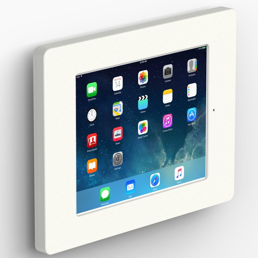 VidaMount White Home Button Covered Enclosure and Fixed VESA Slim Wall Mount [Bundle] Compatible with iPad 9.7 (5th / 6th Gen), Pro 9.7", Air 1/2