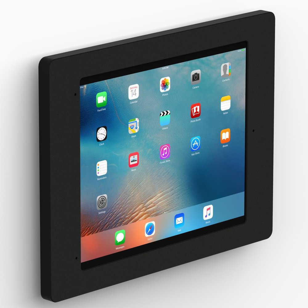 VidaMount Black Home Button Covered Enclosure and Fixed VESA Slim Wall Mount [Bundle] Compatible with iPad Pro 12.9" (1st/2nd Gen)