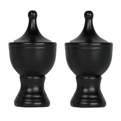Urbanest Set of 2 Urn Lamp Finials, 1 3/4-inch Tall, Distressed Black