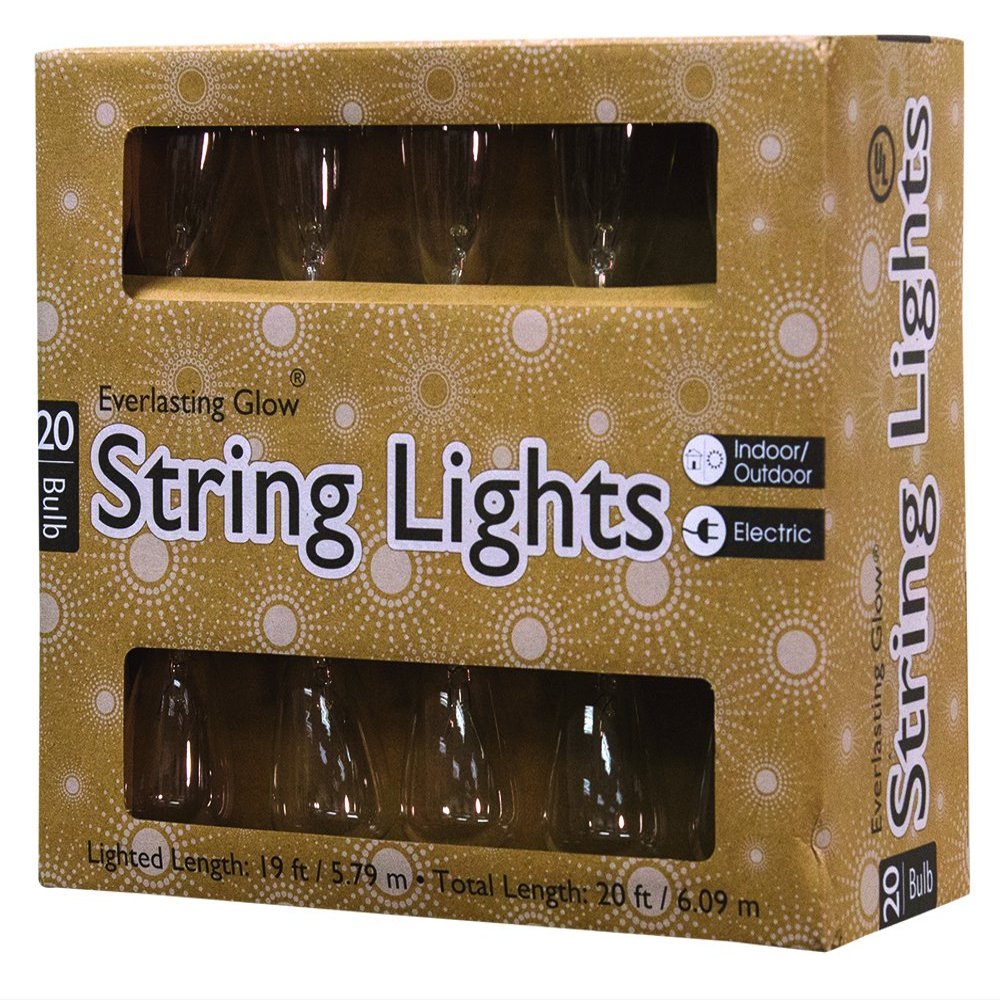 CWI Gifts 20 Ct Edison Patio Light String, 6.34InL x 4.72InW x 7.83InH, Clear