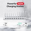 USB C PD 60W Charging Station with QC 3.0, Unitek 160W 10-Port USB Quick Charger Dock, Power Delivery Compatible with Laptop MacBook, Pixel, Upgraded Dividers view 2