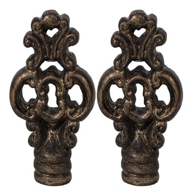 Urbanest Set of 2 Key Lamp Finials, 2 3/8-inch Tall, Bronze with Gold Highlight