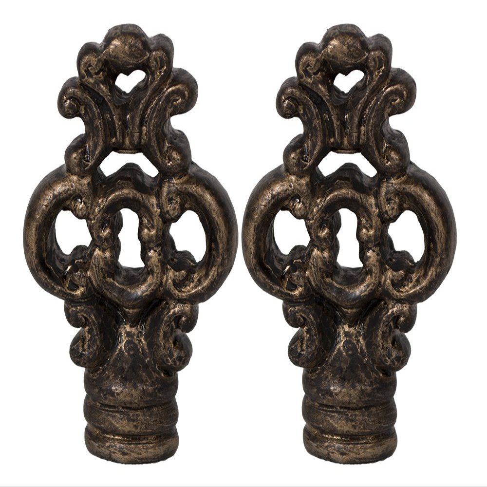 Urbanest Set of 2 Key Lamp Finials, 2 3/8-inch Tall, Bronze with Gold Highlight