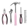 15-Piece Household Hand Tool Set with Carry Case Tool Kit with Screwdrivers, Pliers, and Wrenches Great for Home or Car by Stalwart (Pink) view 4