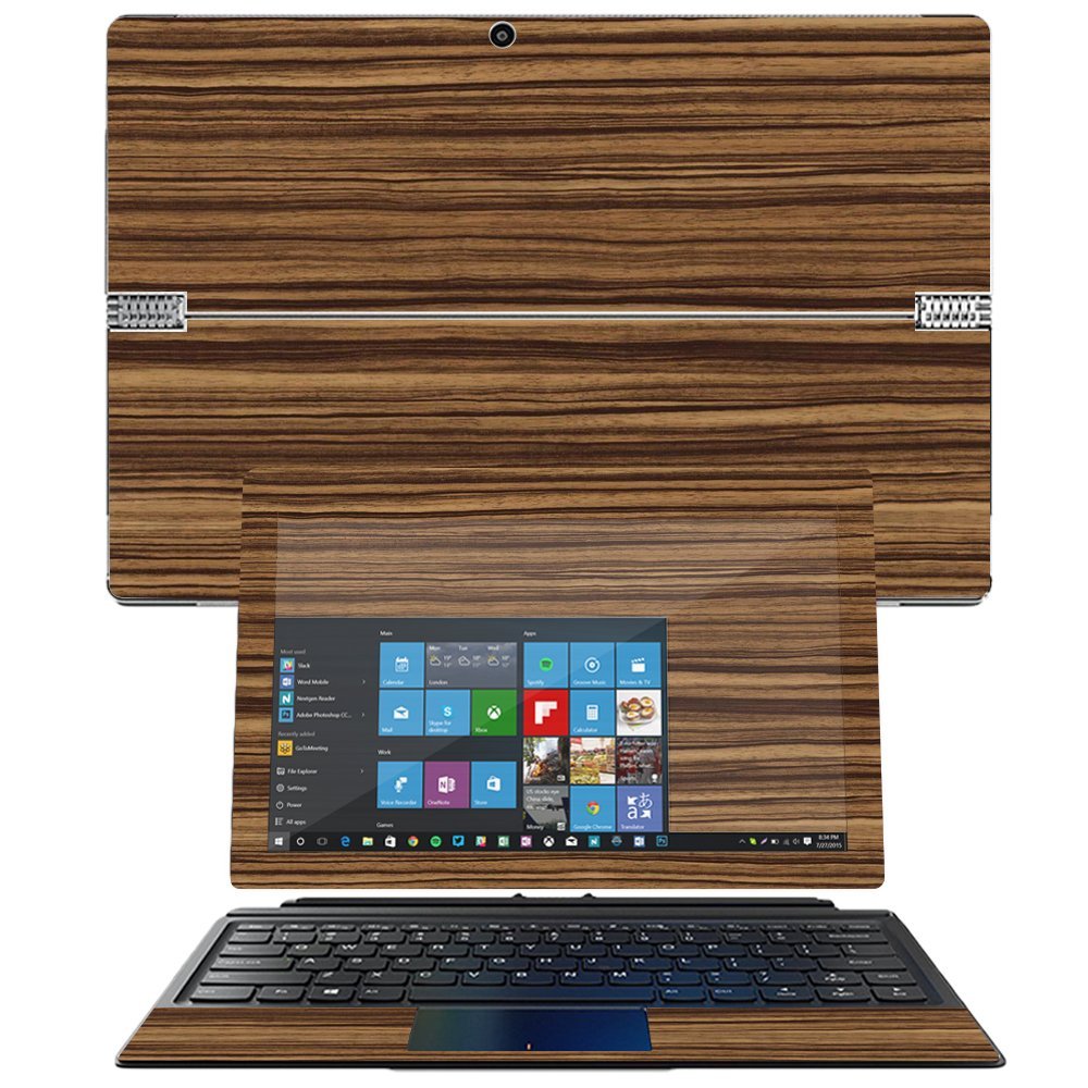 MightySkins Skin Compatible with Lenovo MIIX 510 12.2" wrap Cover Sticker Skins Dark Zebra Wood