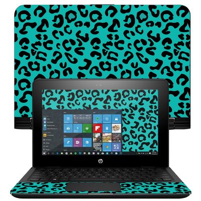 MightySkins Skin Compatible with HP x360 Convertible 11" (2017) wrap Cover Sticker Skins Teal Leopard