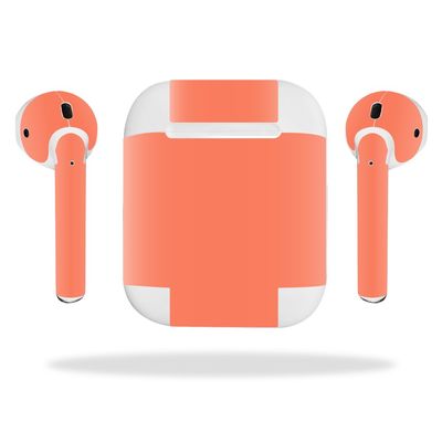 MightySkins Skin Compatible with Apple AirPods - Solid Salmon | Protective, Durable, and Unique Vinyl Decal wrap Cover | Easy to Apply, Remove, and Change Styles | Made in The USA