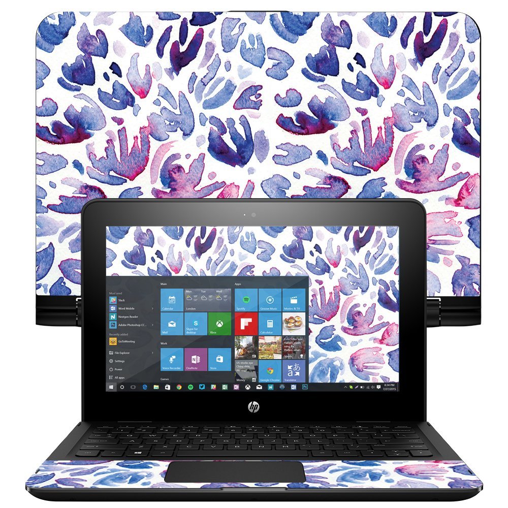 MightySkins Skin Compatible with HP x360 Convertible 11" (2017) wrap Cover Sticker Skins Blue Petals