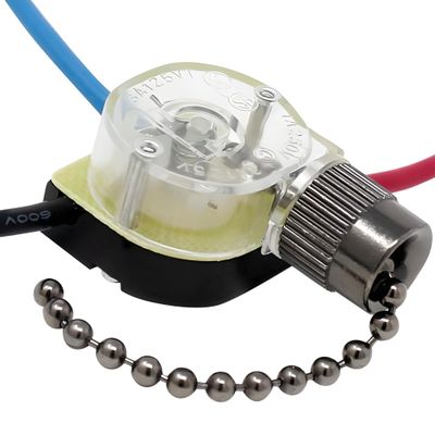 ZE-110 3 Wire Pull Light Switch Replacement Repair Kit 2 Circuit 6A 125VAC 3A 250VAC for Ceiling Fans, Wall Sconces, Floor Lamps, Table Lamps, Vanity Lights, Light Fixtures - Black Nickel Finish