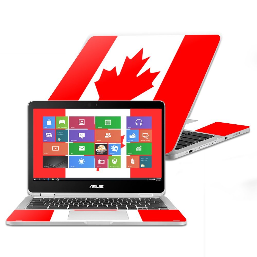 MightySkins Skin Compatible with Asus Chromebook Flip C302CA 12.5" (2016) wrap Cover Sticker Skins Canadian Flag