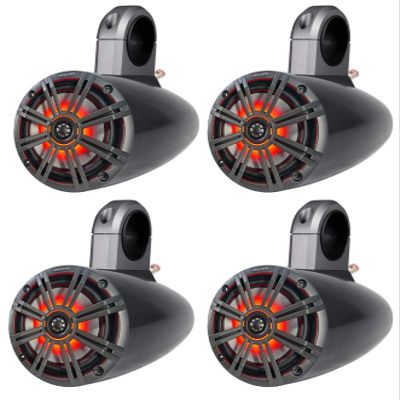 KICKER (4) 43KM654LCW 6.5" 780 Watt Marine Boat Wakeboard Tower LED Speakers