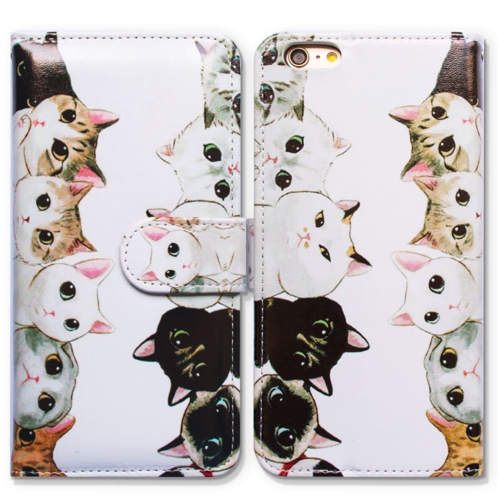 Bcov Case for iPod Touch 7/iPod Touch 6,Bcov White Black Cute Cat Wallet Flip Leather Cover Case with Credit Card ID Card Slot Holder Kickstand for iPod Touch 7/6/5