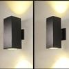 LUMINTURS Pack of 2 Dimmable 10W LED E27 Bulb Globe Included Square Wall Sconces Outdoor Up/Down Light Warm White Black Finish view 3