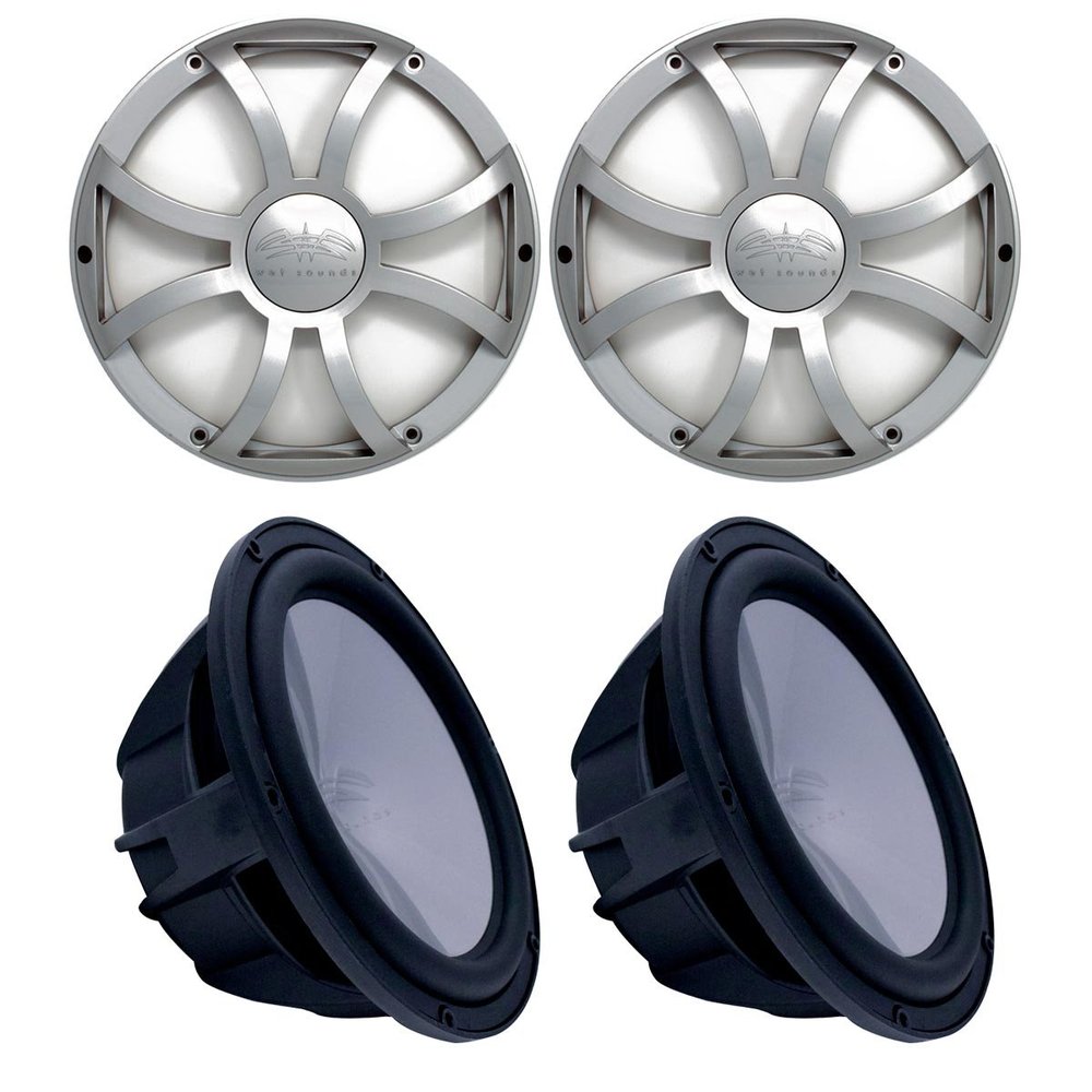 Wet Sounds Two Revo 10" Subwoofers & Grills - Black Subwoofers & Silver XS Grills - 2 Ohm