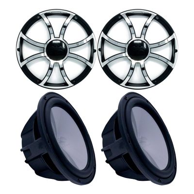 Wet Sounds Two Revo 10" Subwoofers & Grills - Black Subwoofers & Black Grills with Stainless Steel Inserts - 4 Ohm