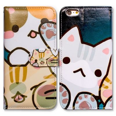Bcov Case for iPod Touch 7/iPod Touch 6,Bcov Cartoon White Cat Wallet Flip Leather Cover Case with Credit Card ID Card Slot Holder Kickstand for iPod Touch 7/6/5