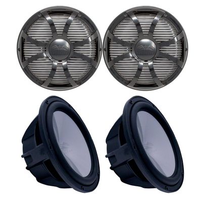 Wet Sounds Two Revo 10" Subwoofers & Grills - Black Subwoofers & Black Closed Face SW Grills - 2 Ohm