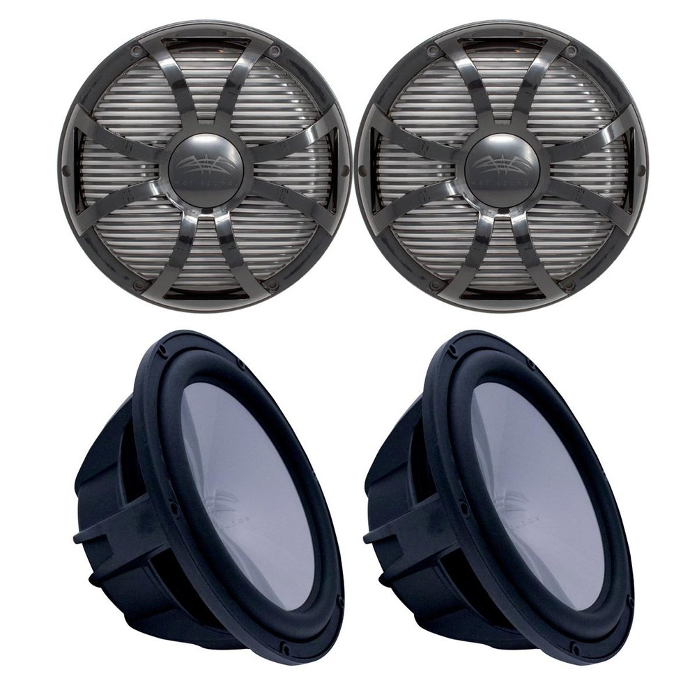 Wet Sounds Two Revo 10" Subwoofers & Grills - Black Subwoofers & Black Closed Face SW Grills - 4 Ohm