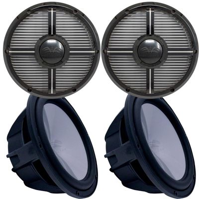 Wet Sounds Two Revo 12" Subwoofers & Grills - Black Subwoofers & Black Closed Face XW Grills - 4 Ohm