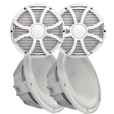 Wet Sounds Two Revo 12" Subwoofers & Grills - White Subwoofers & White Closed Face SW Grills - 4 Ohm