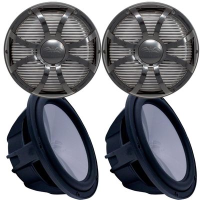 Wet Sounds Two Revo 12" Subwoofers & Grills - Black Subwoofers & Black Closed Face SW Grills - 2 Ohm