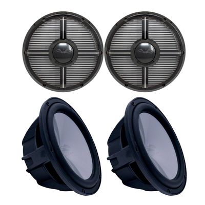 Wet Sounds Two Revo 10" Subwoofers & Grills - Black Subwoofers & Black Closed Face XW Grills - 4 Ohm