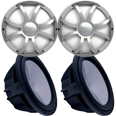 Wet Sounds Two Revo 12" Subwoofers & Grills - Black Subwoofers & Silver XS Grills - 4 Ohm