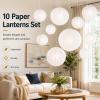 LIHAO 10 Pack White Paper Lanterns, 6/8/10/12 Inch, Wedding Party Decor view 2