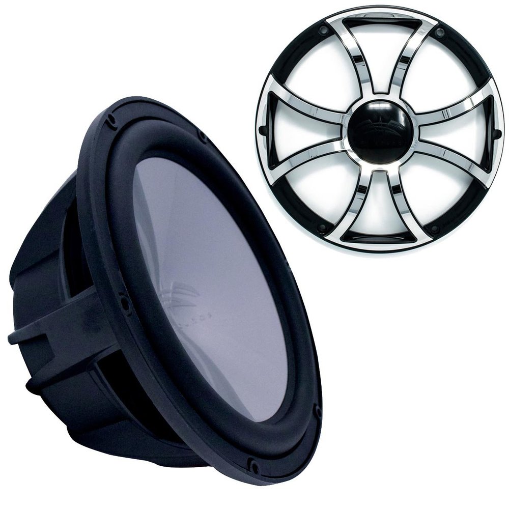 Wet Sounds Revo 12" Subwoofer & Grill - Black Subwoofer & Black Grill with Stainless Steel Inserts - 2 Ohm