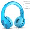 LilGadgets Connect+ Pro Wired Kids Headphones for School with Microphone, Volume Limiting Over-Ear Headset with Cord, SharePort Technology & SoftTouch Padding, Blue view 1
