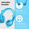 LilGadgets Connect+ Pro Wired Kids Headphones for School with Microphone, Volume Limiting Over-Ear Headset with Cord, SharePort Technology & SoftTouch Padding, Blue view 3