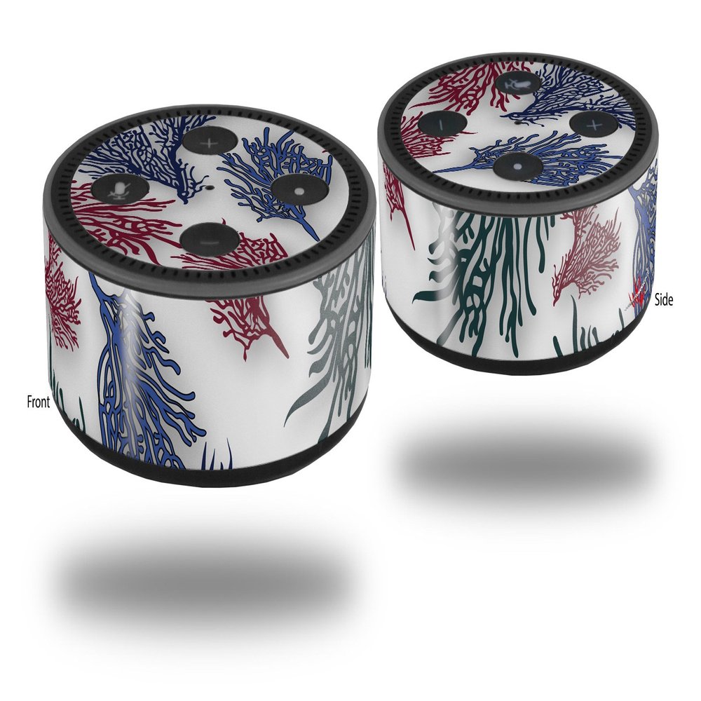 Skin Wrap Decal Set 2 Pack for Amazon Echo Dot 2 - Floating Coral White (2nd Generation ONLY - Echo NOT Included)