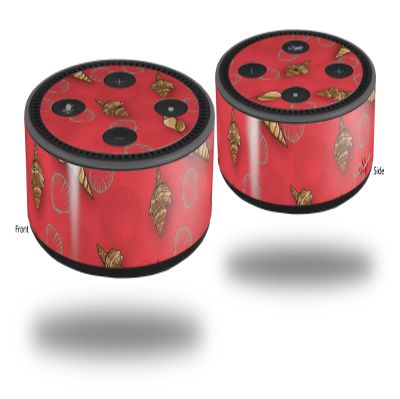 Skin Wrap Decal Set 2 Pack for Amazon Echo Dot 2 - Sea Shells 02 Coral (2nd Generation ONLY - Echo NOT Included)