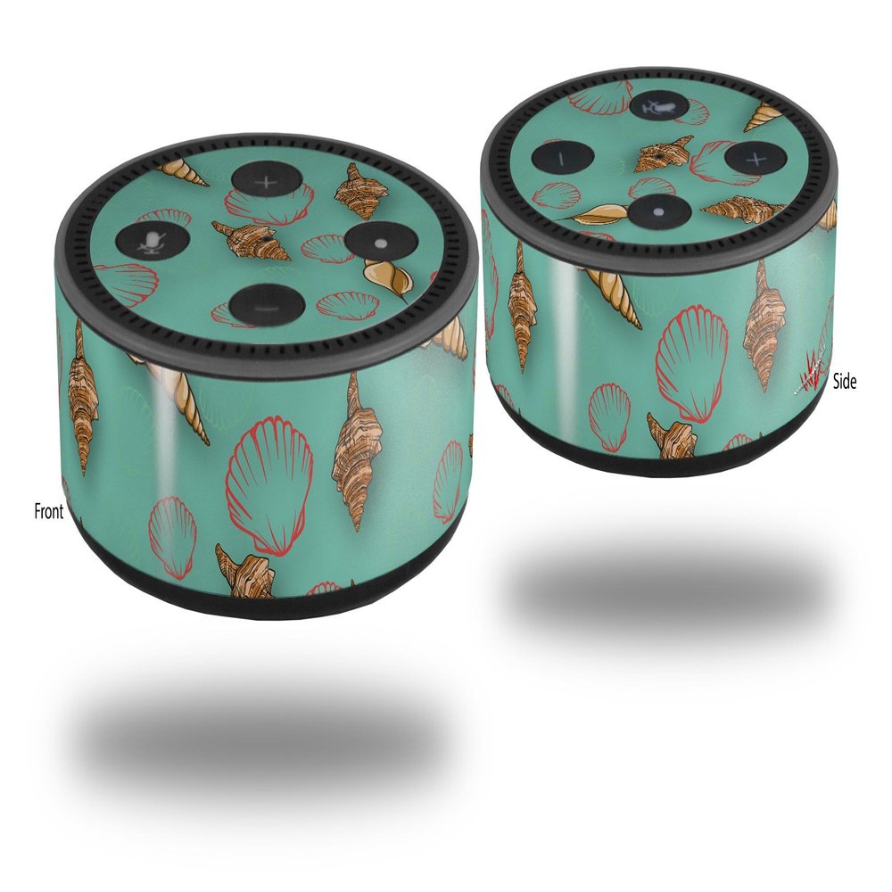 Skin Wrap Decal Set 2 Pack for Amazon Echo Dot 2 - Sea Shells 02 Seafoam Green (2nd Generation ONLY - Echo NOT Included)