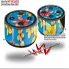 Skin Wrap Decal Set 2 Pack for Amazon Echo Dot 2 - Beach Flowers Blue Medium (2nd Generation ONLY - Echo NOT Included) view 2