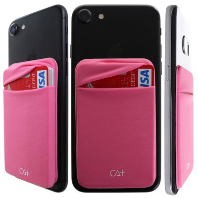 CHEAP SUNDAY Cell Phone Pocket Self Adhesive Card Holder Stick On Wallet Sleeve with Adhesive Stretchy Phone Wallet Card ID Credit Card ATM Card Holder for iPhone and Android (Pink)