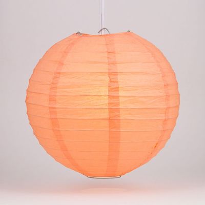 Luna Bazaar Premium Paper Lantern, Clip-On Lamp Shade (14-Inch, Parallel Ribbed, Cantaloupe Orange) - Chinese/Japanese Hanging Decoration - for Parties, Weddings, and Homes