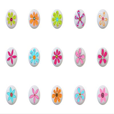SET OF 15 KNOBS - HD Flowers II in Pink by PP - DECORATIVE Ceramic Dresser Drawer PULLS Cabinet Cupboard KNOBS