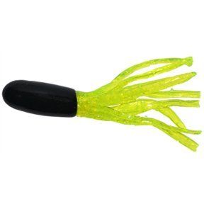 Arkie Lures TU-15-2-15 1.5" Salt Dipped Tubes- #2 Black Chartreuse - 15 Pack