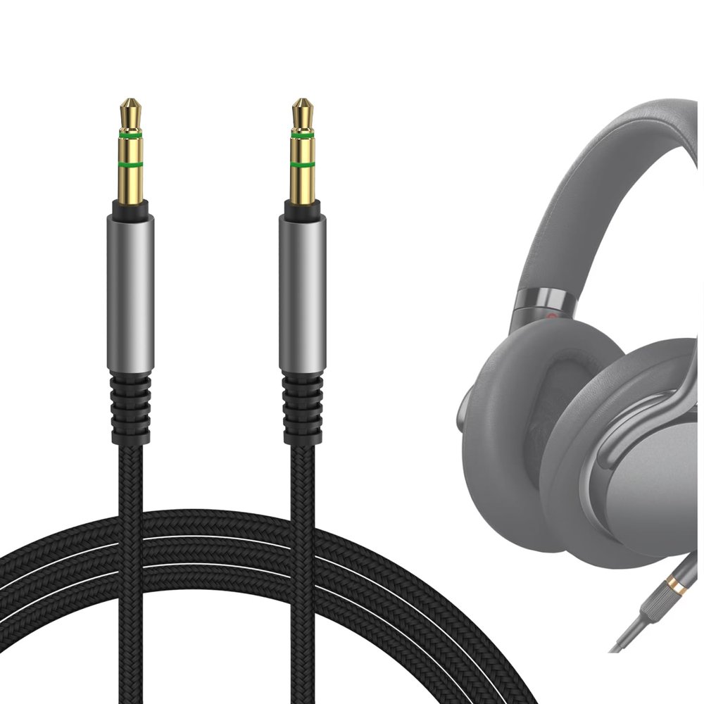 GEEKRIA Audio Cable Compatible with Sony WH-1000XM6/1000XM5, ULT WEAR, XB920N, MDR-1AM2, INZONE H5 Headphones, 1/8" (3.5mm) to 3.5mm Braided Nylon Replacement Stereo Cord (4 ft/1.2 m)