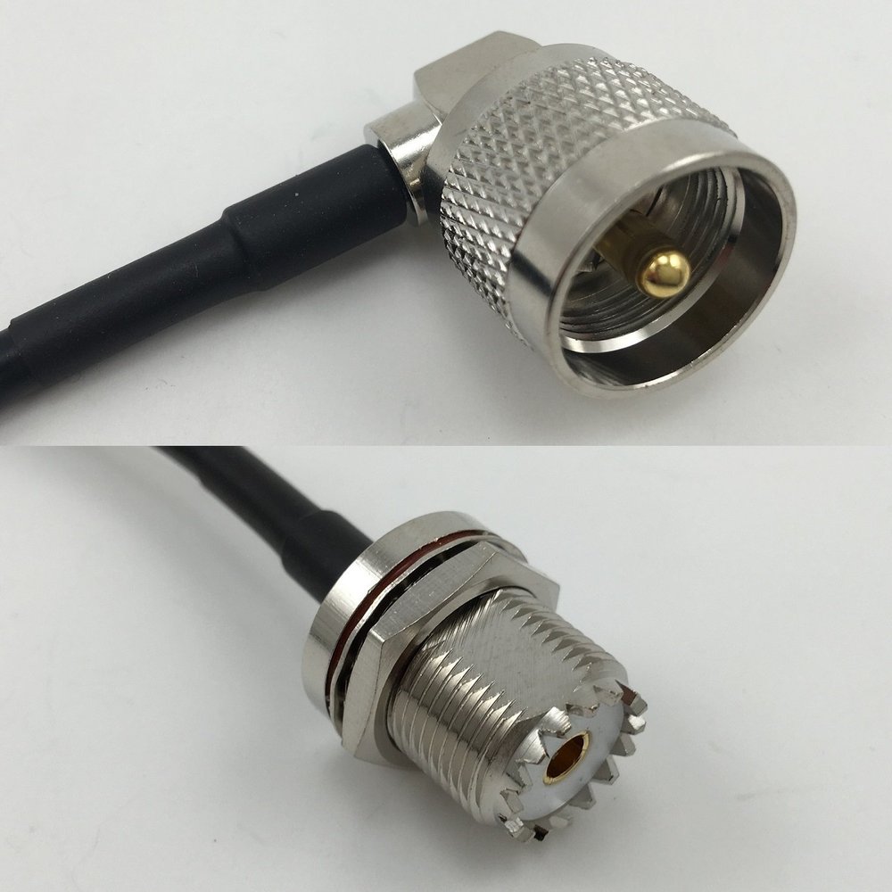 12 inches RG142 PL259 UHF Angle Male to UHF Female Bulkhead Pigtail Jumper RF coaxial Cable 50ohm Quick USA Shipping