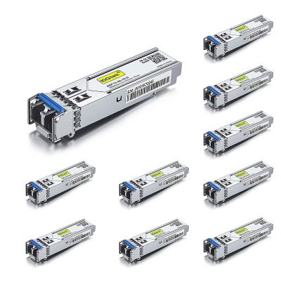 10Gtek 1000Base-LX Gigabit SFP LC SingleMode Transceiver Module for Cisco GLC-LH-SMD, Meraki MA-SFP-1GB-LX10, Ubiquiti UniFi, Fortinet, Mikrotik, TP-Link TL-SM311LS, 1310nm, DDM, 10km, Pack of 10