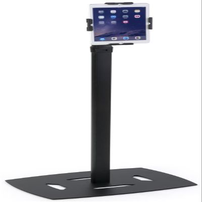 Displays2go, Silver iPad Stands with Floor Mount, Acrylic, Steel  Black (FLXFLADBK)